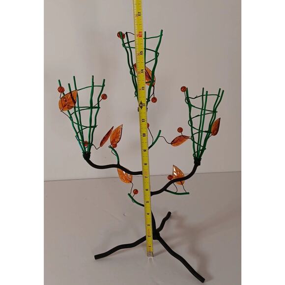 Votive Cone Cup Tree Stand Metal Branches Black Brutalist Tealight Candle Holder - Picture 7 of 12